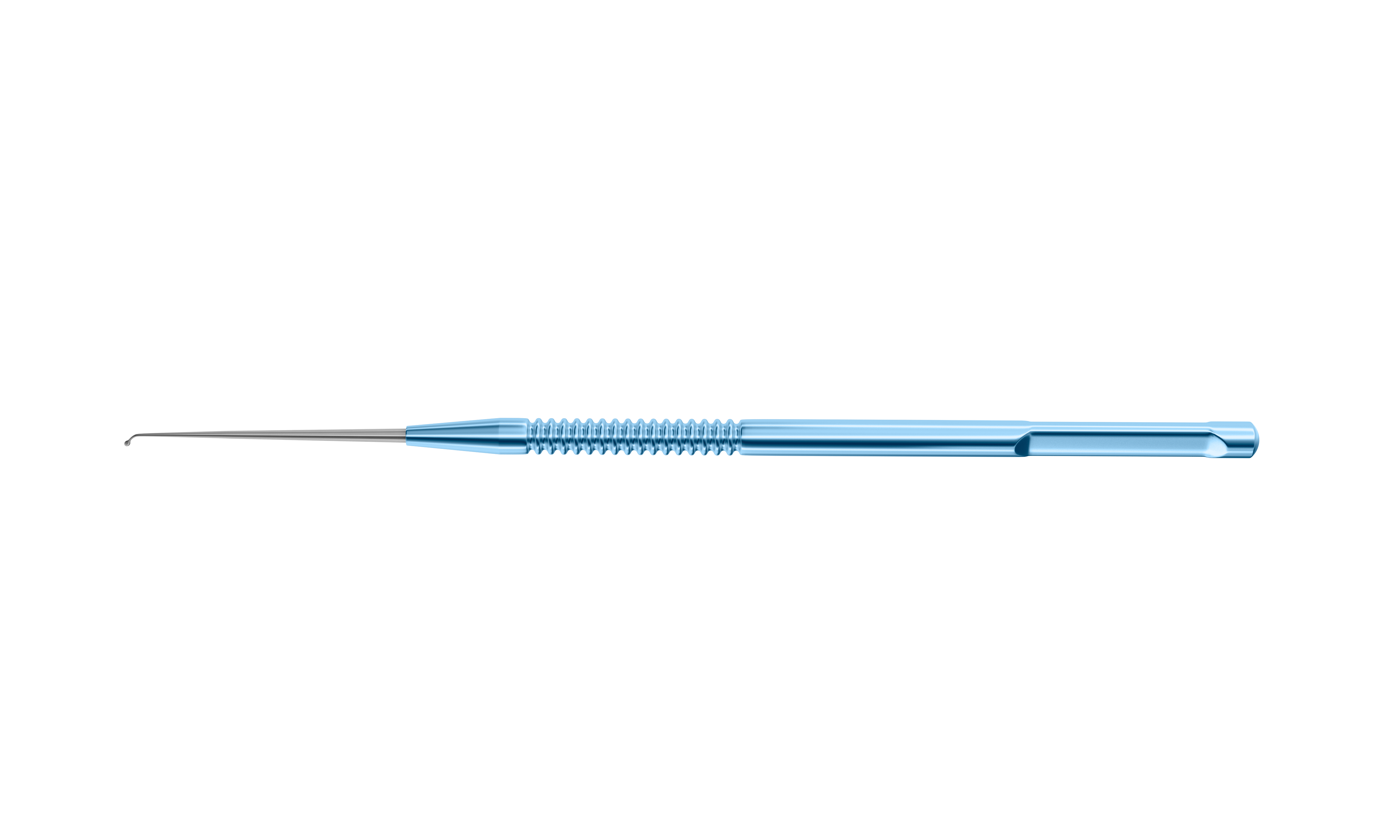 Intraocular manipulator with a titanium handle, ideal for eye surgeries, showcasing its ball tip design.