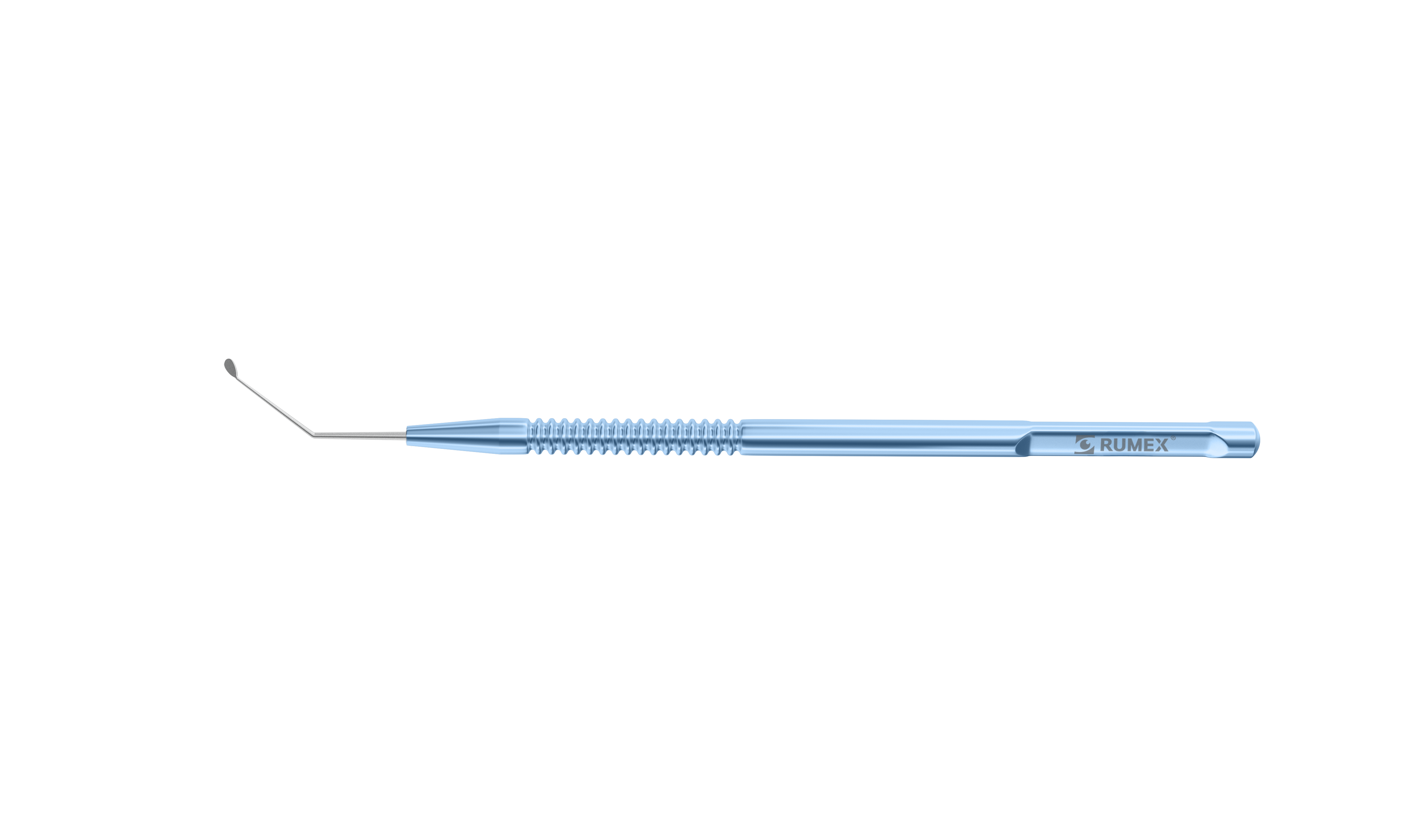 Side view of the ophthalmic surgical manipulator with curved tip in use during cataract surgery