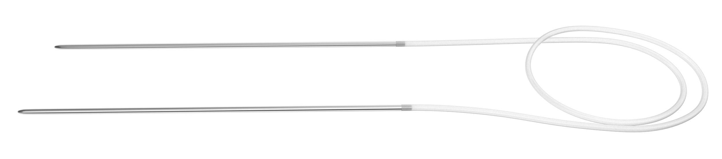 Close-up of the disposable lacrimal intubation set showing the silicone tubing and probe.