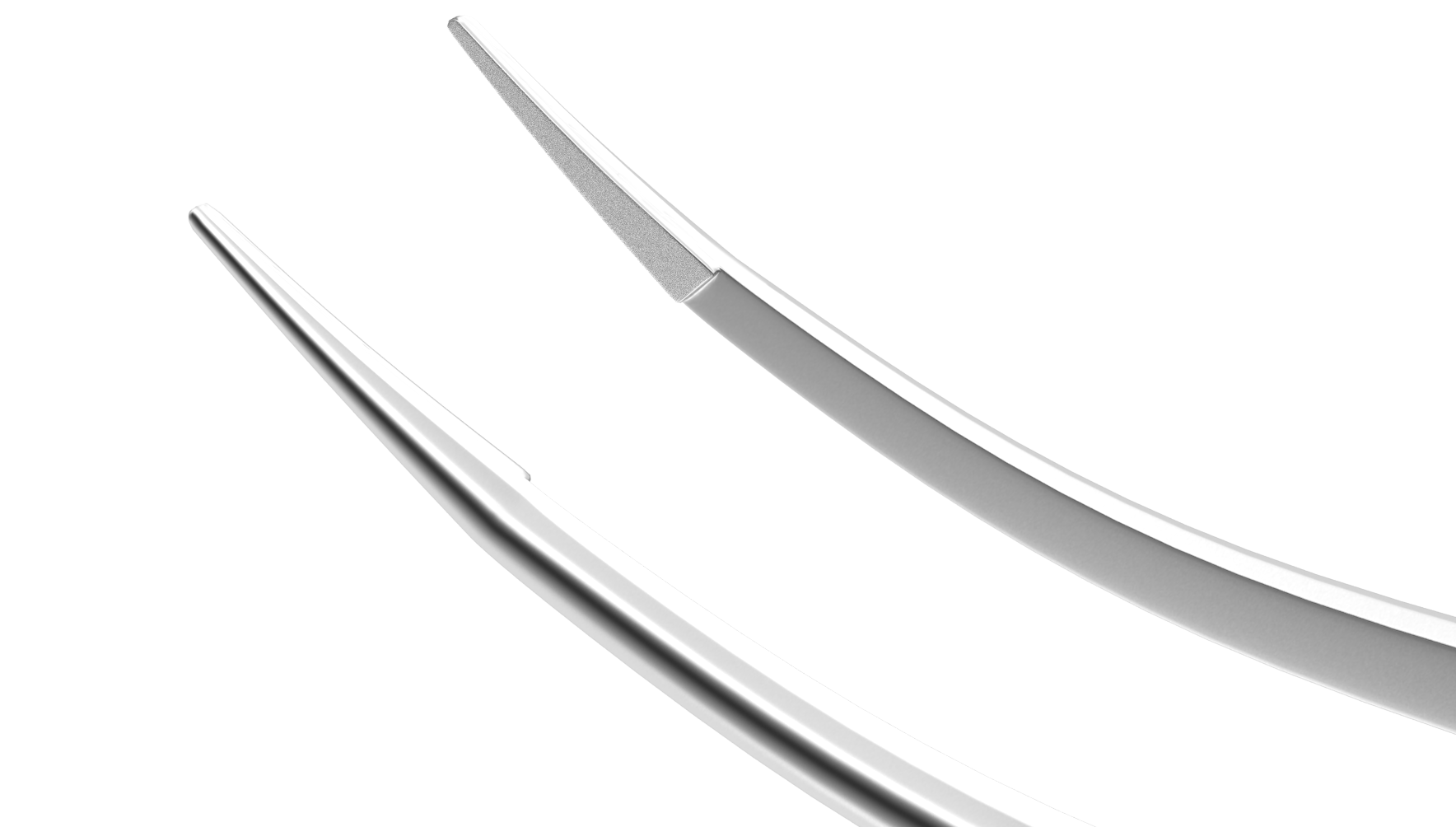 Curved McPherson tying forceps showcasing precision design and sterile packaging.