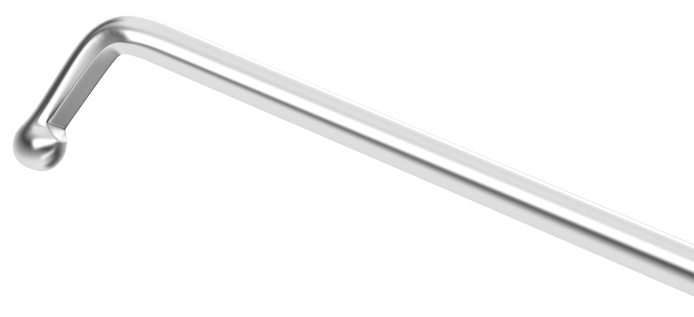 Image of Precision Disposable Nagahara Phaco Chopper from a side angle, showcasing its ergonomic design.