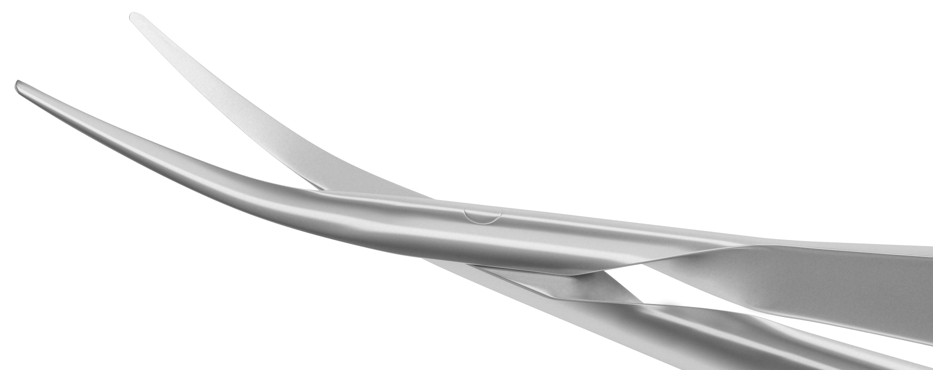 Image of disposable Castroviejo corneal scissors from the side view