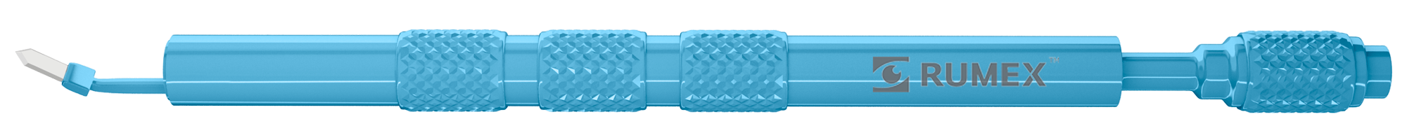 UltraPrecision Sapphire Knife angled view showcasing its titanium handle and blade precision.