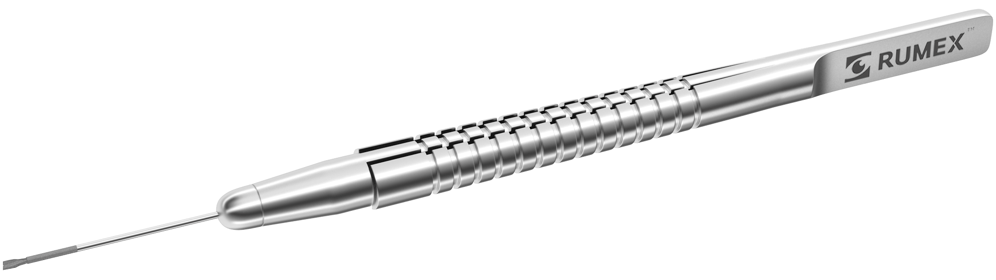 Close-up of disposable gripping forceps with crocodile jaws, perfect for retinal surgery.
