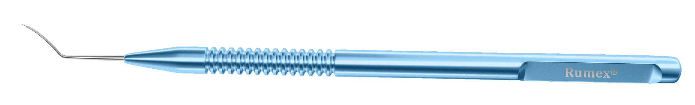 Precision femto spatula with a round titanium handle, designed for cataract procedures.