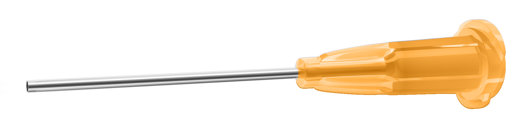 Close-up of Charles Flute disposable cannula with 25 gauge tip for blood aspiration