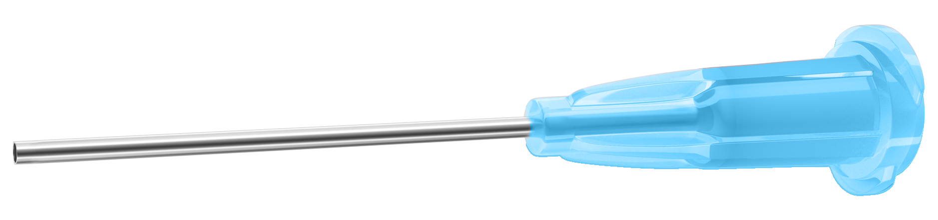 Sterile disposable flute cannula for eye surgery, angled view