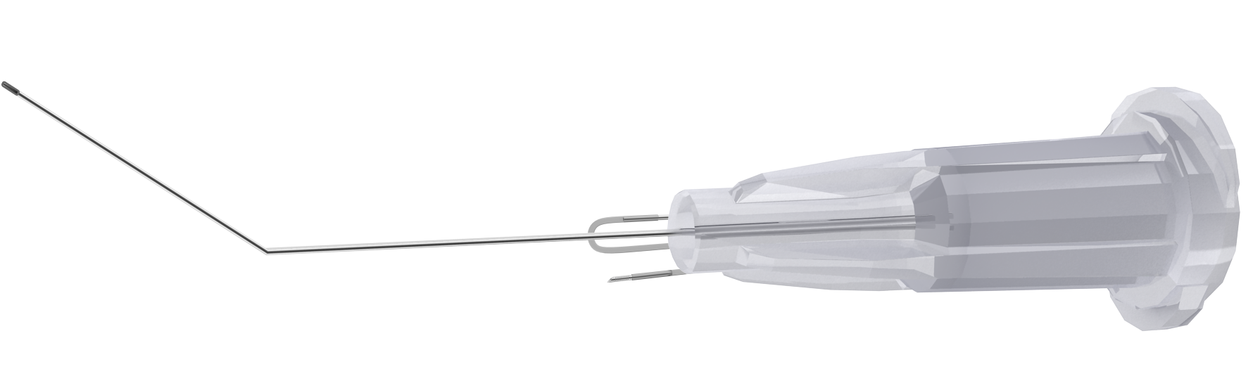 Precision hydrodissector with 27-gauge needle and angled tip, ideal for capsule separation.