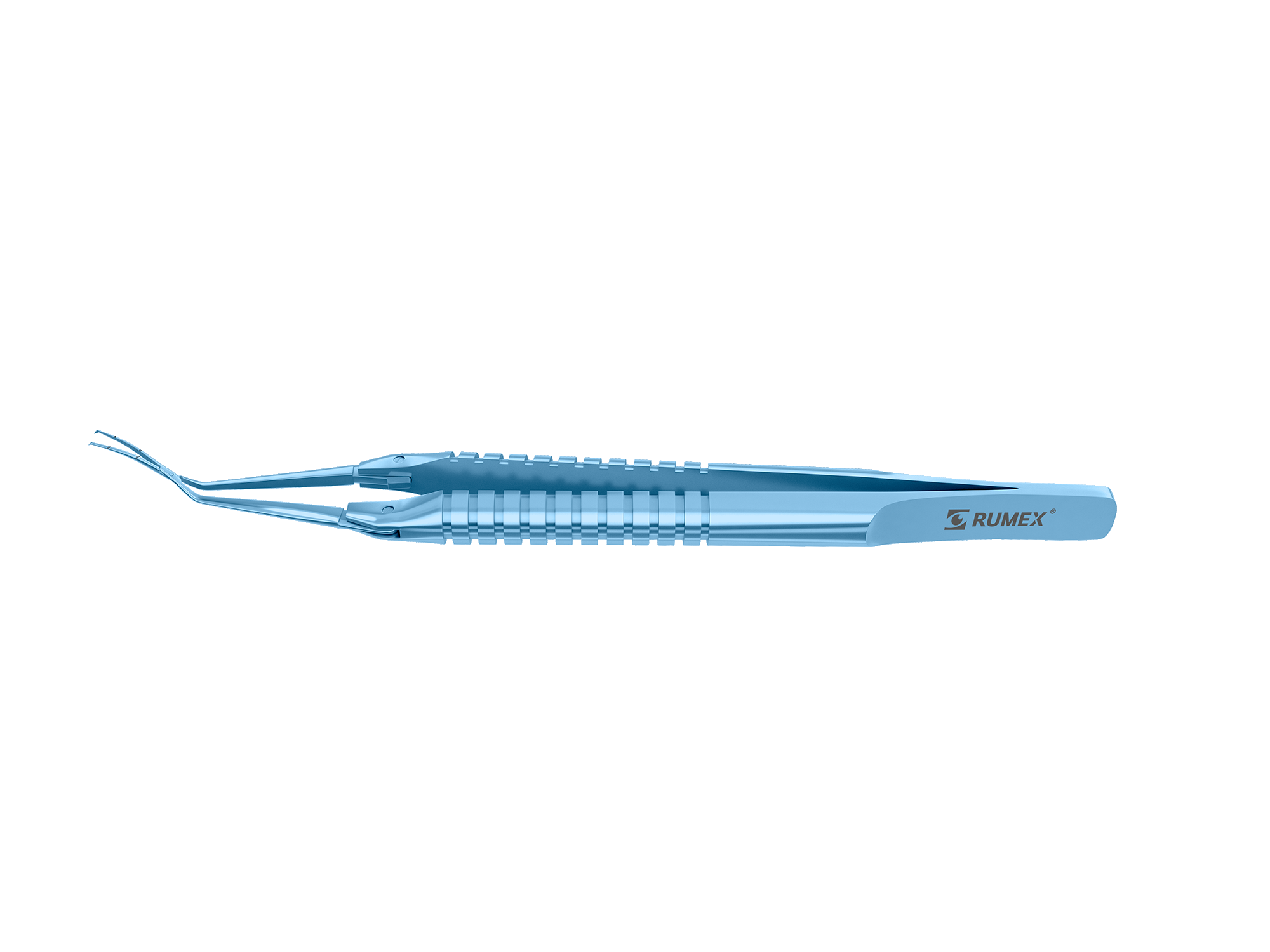 Titanium capsulorhexis forceps with curved jaws for precise eye surgery