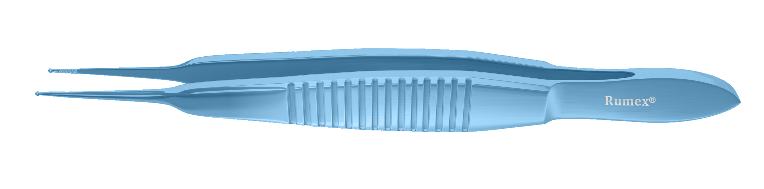 Titanium conjunctiva forceps with delicate ring jaws viewed from above, showcasing the precision tips.