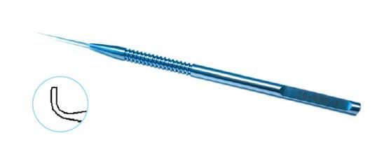 Precision surgical elevator for ICRS implantation with a titanium handle, highlighting the straight shaft and tip dimensions.