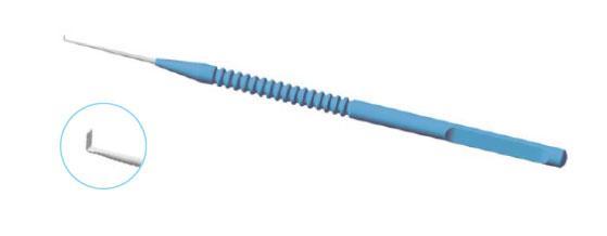 Suarez surgical spreader showcasing titanium handle and precision tip for corneal surgery.