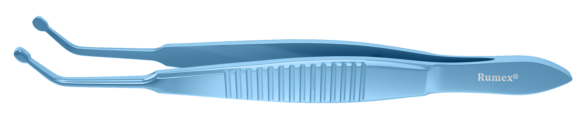Close-up of angled eyelid forceps for ophthalmology surgery