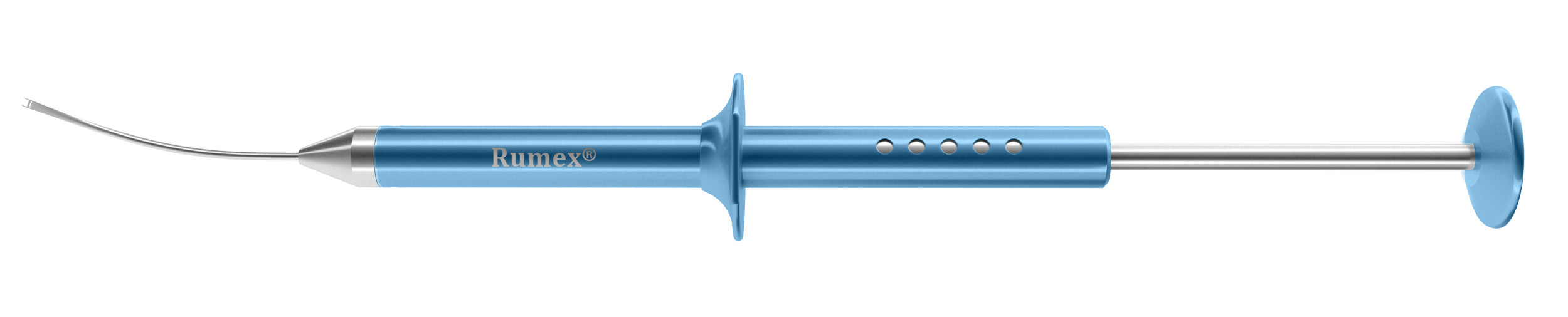 Close-up of titanium handle capsular tension ring injector showcasing its ergonomic design.